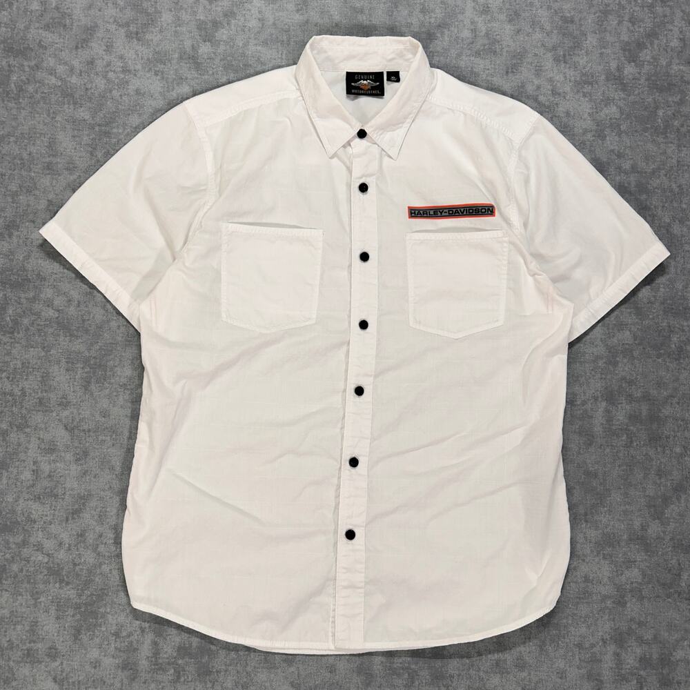 Harley Davidson white streetwear biker button up skull shirt mens XL